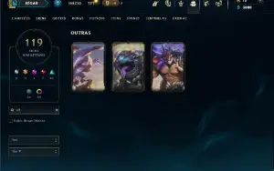 Platina com TODOS os champs e 119 Skins ( MID / TOP )