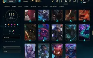 Platina com TODOS os champs e 119 Skins ( MID / TOP )