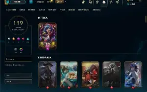 Platina com TODOS os champs e 119 Skins ( MID / TOP )