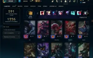 Platina com TODOS os champs e 119 Skins ( MID / TOP )
