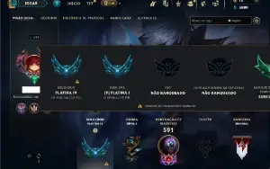 Platina com TODOS os champs e 119 Skins ( MID / TOP )