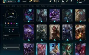 Platina com TODOS os champs e 119 Skins ( MID / TOP )