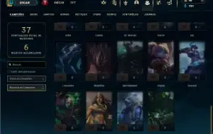 Platina 4 com 40 Champs e 8 Skins + 1 Fragmento
