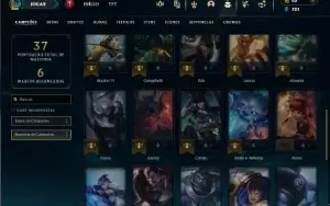 Platina 4 com 40 Champs e 8 Skins + 1 Fragmento