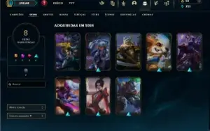 Platina 4 com 40 Champs e 8 Skins + 1 Fragmento