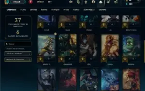 Platina 4 com 40 Champs e 8 Skins + 1 Fragmento