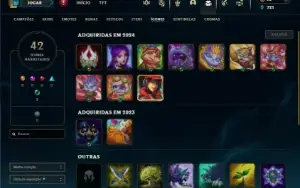 Platina 4 com 40 Champs e 8 Skins + 1 Fragmento
