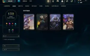 Ouro 4 com 120 Champs e 132 Skins ( ADC / SUP / JG )