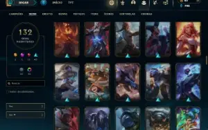Ouro 4 com 120 Champs e 132 Skins ( ADC / SUP / JG )