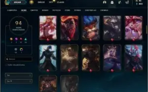Conta ouro 4 com 150 Champs e 94 Skins (1 Prestigio do Zed)