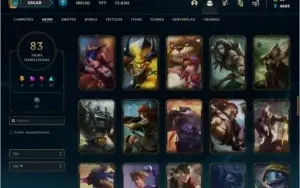 Conta prata 3 com 148 champs e 83 skins