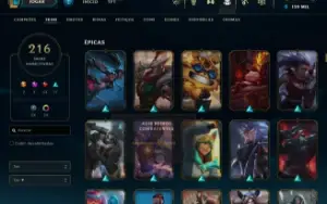 Esmeralda 2 com TODOS os champs e 216 Skins (Nivel 598)