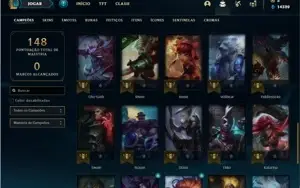 Conta Unranked com 41 Champs e 26 Skins + 2 Fragmentos