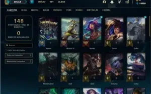 Conta Unranked com 41 Champs e 26 Skins + 2 Fragmentos