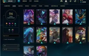 Conta Unranked com 41 Champs e 26 Skins + 2 Fragmentos