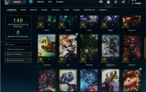Conta Unranked com 41 Champs e 26 Skins + 2 Fragmentos