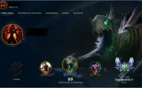 Conta League of Legends Diamante 5 criada em 2013
