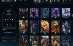 Prata 1 com TODOS os champs e 150 Skins ( MID / ADC / JG )