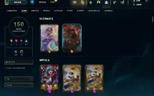 Prata 1 com TODOS os champs e 150 Skins ( MID / ADC / JG )