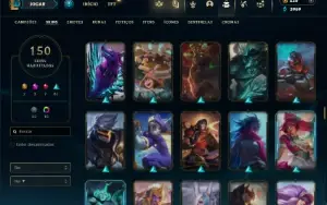 Prata 1 com TODOS os champs e 150 Skins ( MID / ADC / JG )