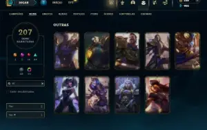 Platina 2 com TODOS os champs e 207 Skins ( 9 Vitoriosas )