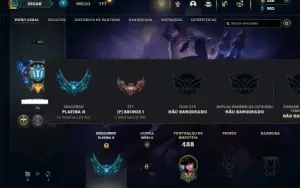 Platina 2 com TODOS os champs e 207 Skins ( 9 Vitoriosas )