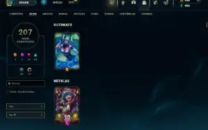 Platina 2 com TODOS os champs e 207 Skins ( 9 Vitoriosas )