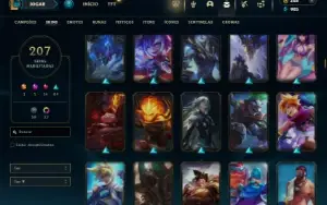 Platina 2 com TODOS os champs e 207 Skins ( 9 Vitoriosas )