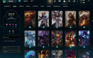 Platina 2 com TODOS os champs e 207 Skins ( 9 Vitoriosas )