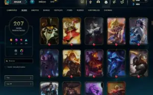 Platina 2 com TODOS os champs e 207 Skins ( 9 Vitoriosas )
