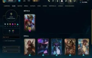 Prata 1 com 30 Champs e 9 Skins