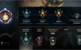 Conta League Of Legends Platina, 103 Skins e 55 frag skin