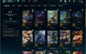 Conta bronze 3 com 4 skins e 30 champs