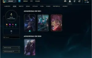 Conta bronze 3 com 4 skins e 30 champs