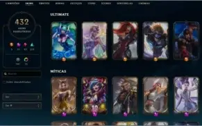 Conta LOL Com 432 SKINS/TODOS CHAMPS/OURO V