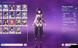 Conta AR59 com Xiao, Eula, Raiden, KAzuha, Venti, Ganyu +++