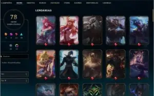 Conta de League of Legends nivel 329, 78 skins.