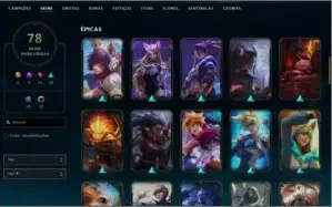 Conta de League of Legends nivel 329, 78 skins.