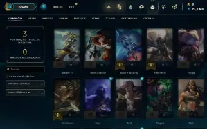 CONTA UNRANKED C SKIN DA KAYLE/SETT/RENEK/PANTHEON/RYZE/NUNU