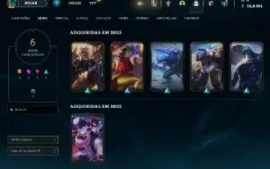 CONTA UNRANKED C SKIN DA KAYLE/SETT/RENEK/PANTHEON/RYZE/NUNU