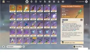 AR 56 c/ 9  5*, Diluc, Xiao, lança de jade, +