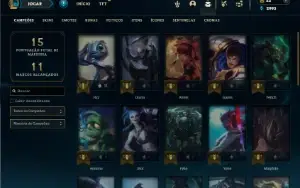 Unranked com 32 Champs e 14 Skins + 3 Fragmentos