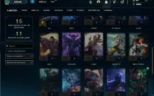 Unranked com 32 Champs e 14 Skins + 3 Fragmentos