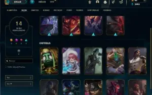 Unranked com 32 Champs e 14 Skins + 3 Fragmentos