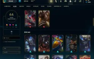 Conta ouro 2 com 66 Champs e 120 Skins