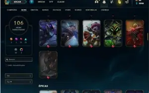 Conta prata 3 com TODOS os champs e 106 Skins + 4 Vitoriosas