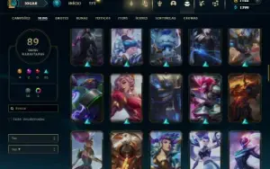 Ouro 4 com 125 Champs e 89 Skins + 2 Prestigios da Riven