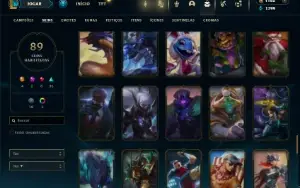 Ouro 4 com 125 Champs e 89 Skins + 2 Prestigios da Riven