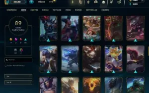 Ouro 4 com 125 Champs e 89 Skins + 2 Prestigios da Riven
