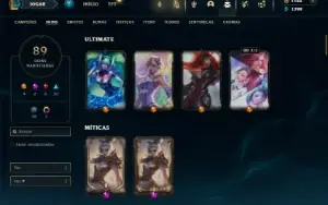 Ouro 4 com 125 Champs e 89 Skins + 2 Prestigios da Riven